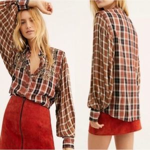 Free People Mountain Plaid Top